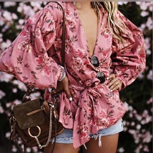 LOVERS & FRIENDS  Wrap Balloon Sleeve Blouse